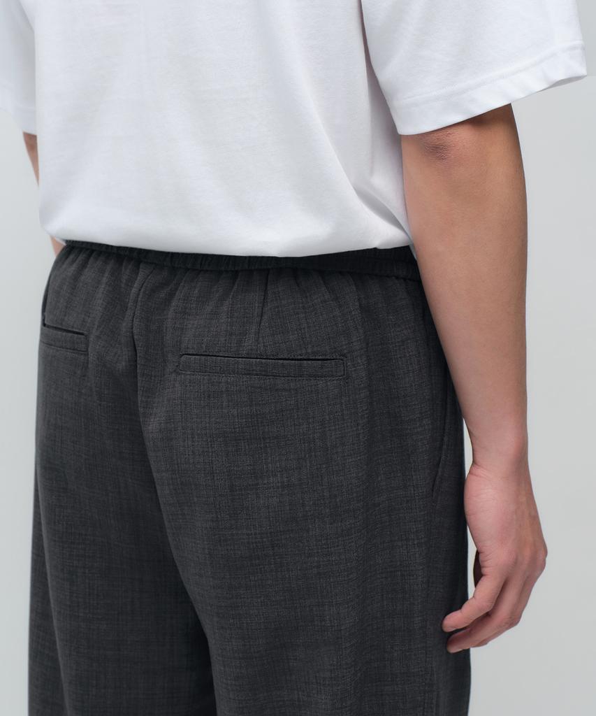 MUSINSA STANDARD Crinkle Linen-Like Wide Elastic Pants [Charcoal Gray]