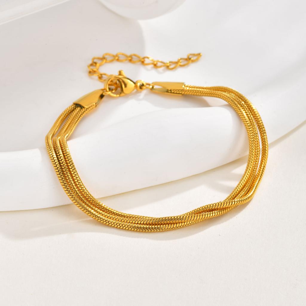 Layered Stacking Bracelet Bracelets for Women,Stainless Steel Hammer Olive Bead Snake Chain Bracelets,Fashion Jewelry Gift