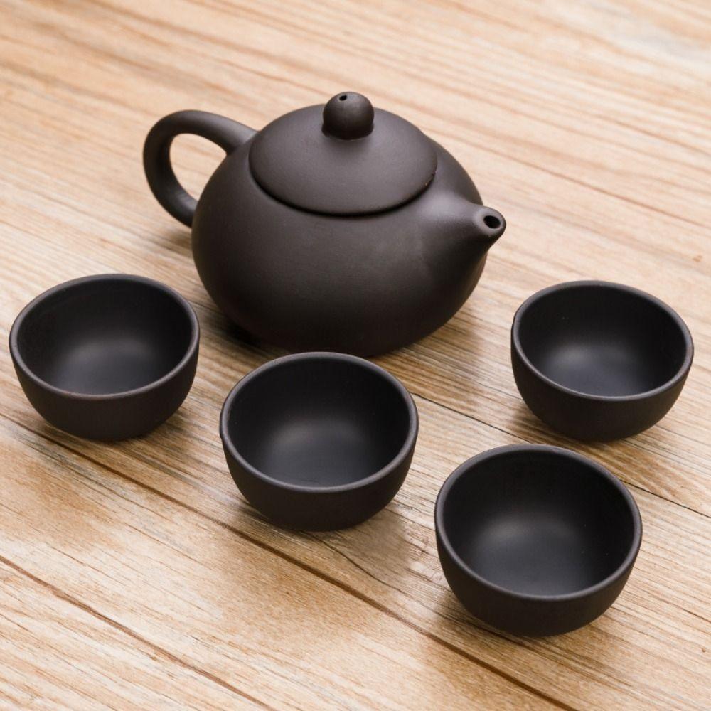 5pcs/set Black/red Purple Clay Teapot Handmade Kung Fu Tea Set Purple Clay Tea Set  Living Room