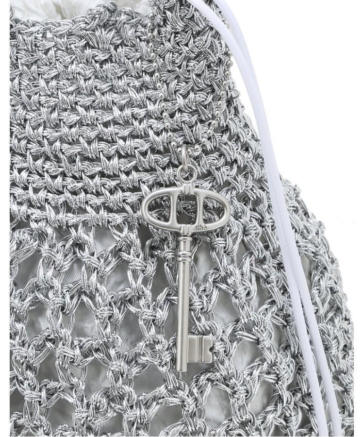 Athe Vanessabruno Silver Metal Knitting Shoulder Bag M Aaba6E811Sv