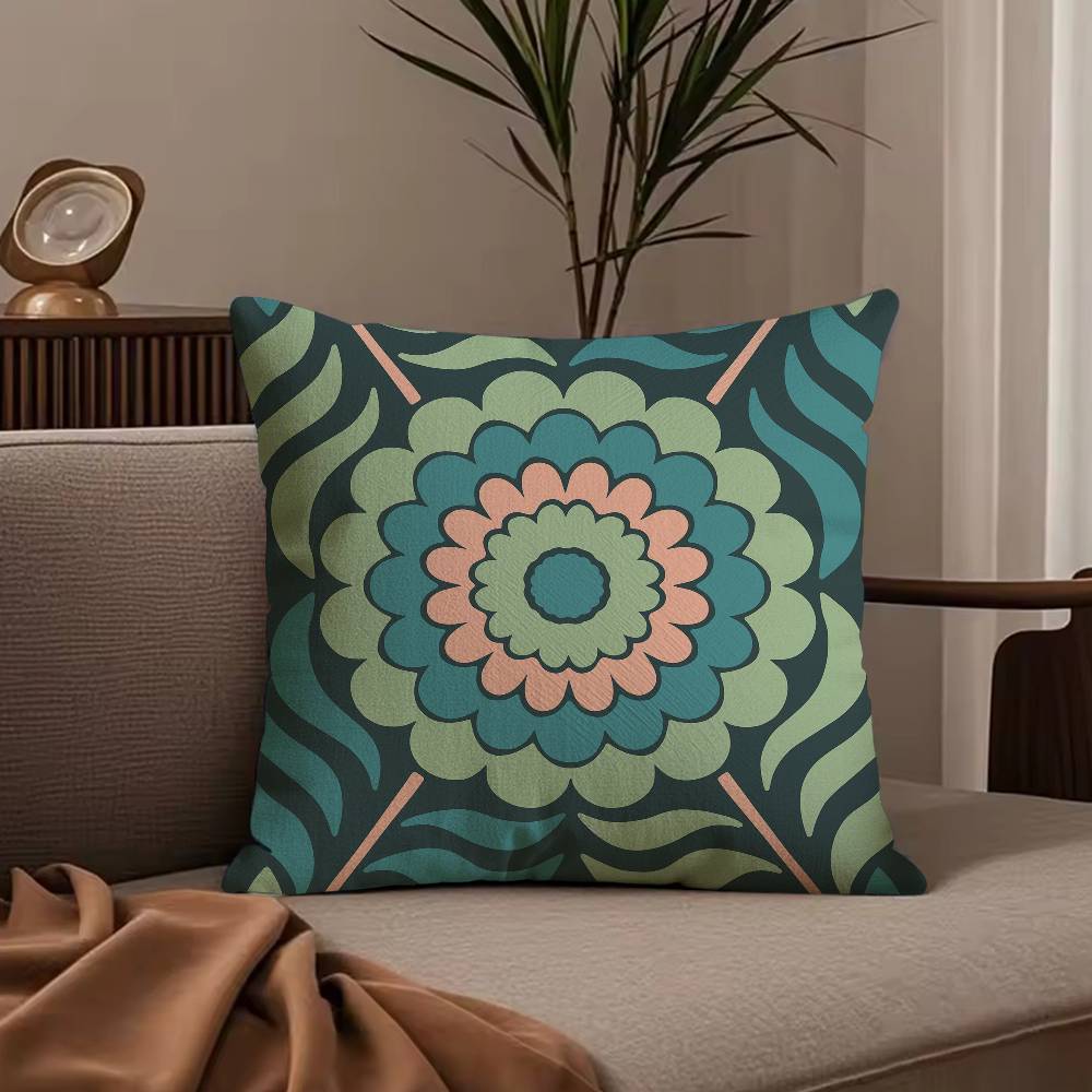 ART Bohemia Green Classic Pillow Case Anti-dustmite Pillowcase Invisible zipper silky short plush Sofa cushion cover