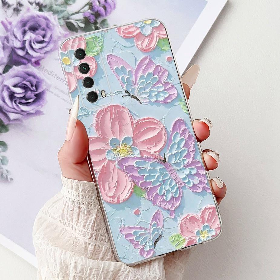 For Huawei Y7a Case PSmart 2021 Cute Cat Fashion Painted Cover Soft Slim Phone Case For Huawei P Smart 2021 Y 7a HuaweiY7a Shell