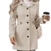 Cross-border 2025 autumn and winter new products medium and long temperament woolen coat lapel button temperament slim woolen