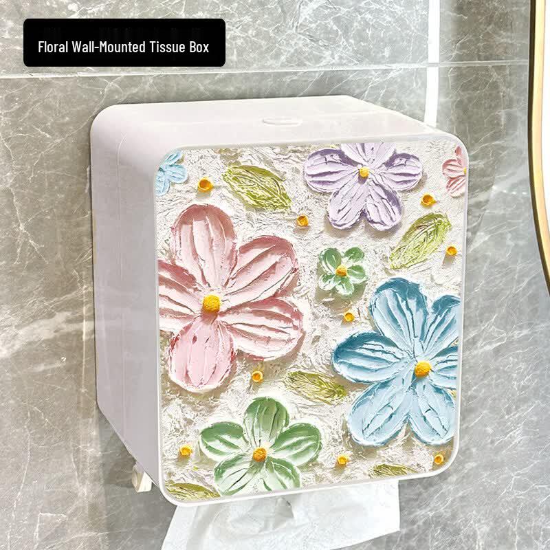 Guan Zhuo Jia Floral No-Drill Bathroom Tissue Box