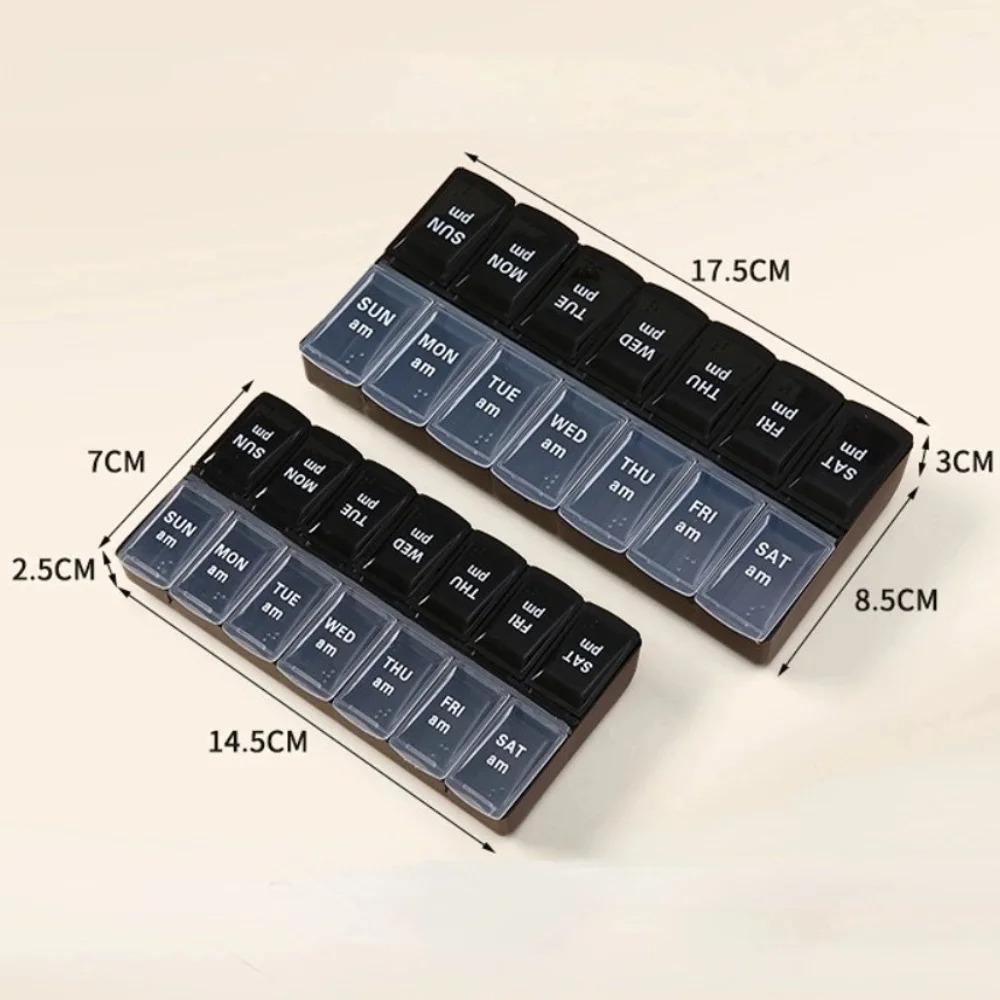 New Hot Premuim Portable Large Weekly Pill Box Organizer Cases 7 Day 14 Grids Storage for Medicine Vitamin Supplements Fish Oils