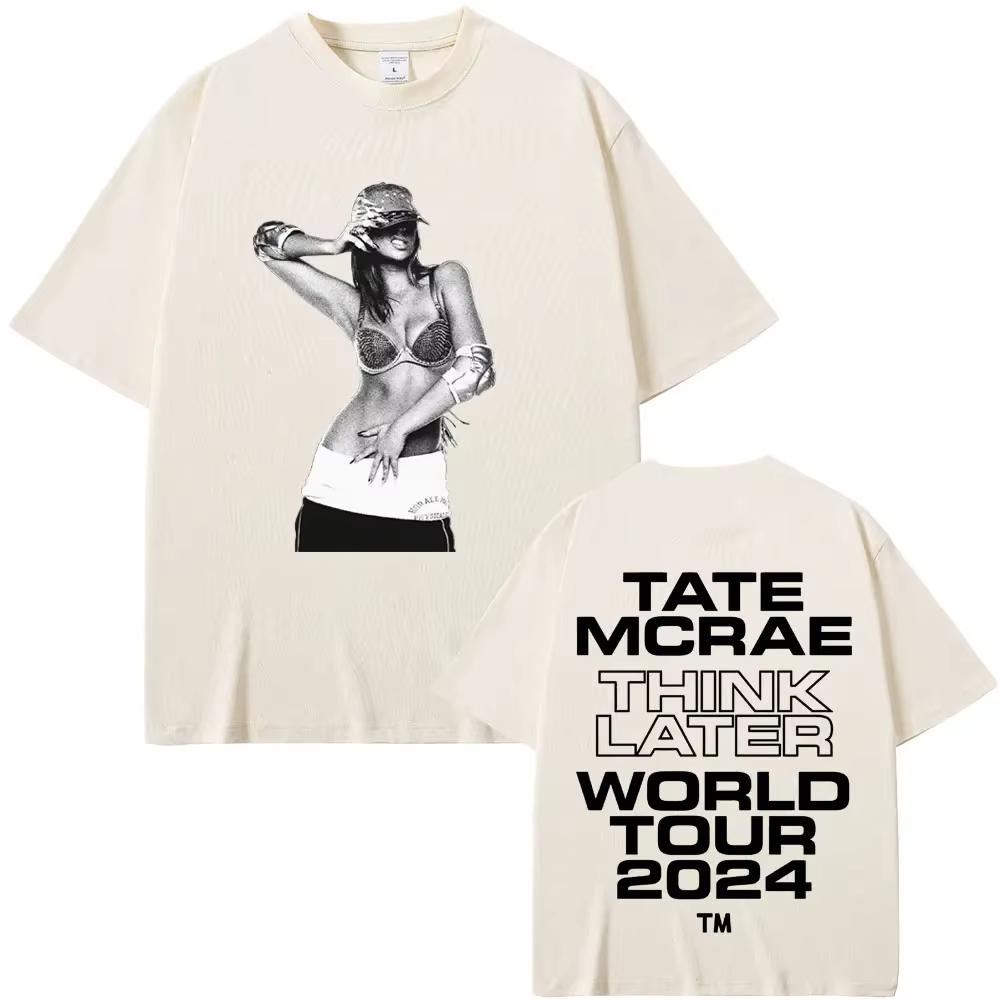 Футболки Tate Mcrae The Think Later World Tour Мужские Женские Модные Винтажные Футболки с Коротким Рукавом Повседневные Футболки 2XL