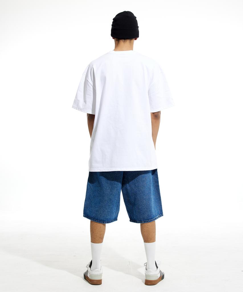 CREAM SODA LAB Basketball Oversized Heavyweight Pocket Short Sleeve T-Shirt White Black