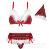 Christmas Plaid Lingerie Set: Sexy See-Through Four-Piece with Temptation Appeal