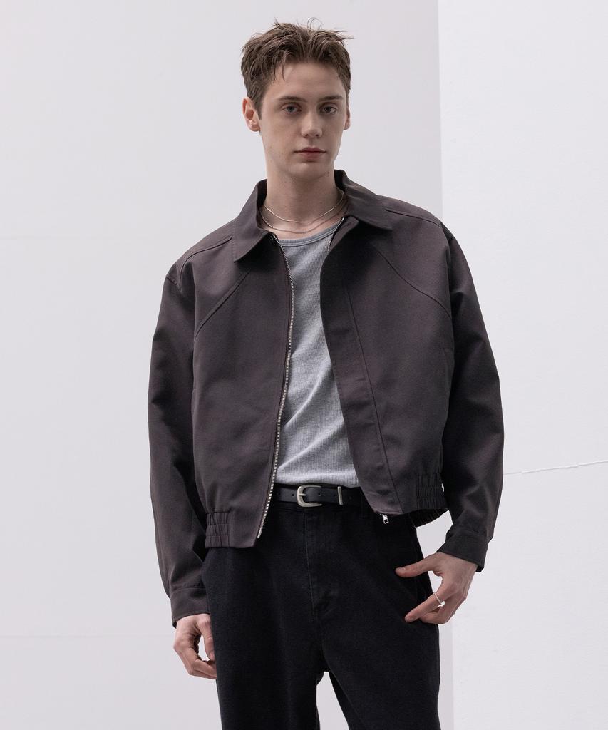 Decoroso Curved Raglan Blouson Jacket [Charcoal Brown]