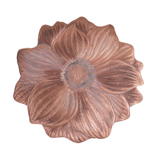 Подставка под тарелку в форме лотоса ПВХ с тисненым узором Термостойкая скатерть Защищает от пятен Царапин Нескользящая Легко чистится Кухонная Обеденная Праздничная Скатерть 1pc розового золота