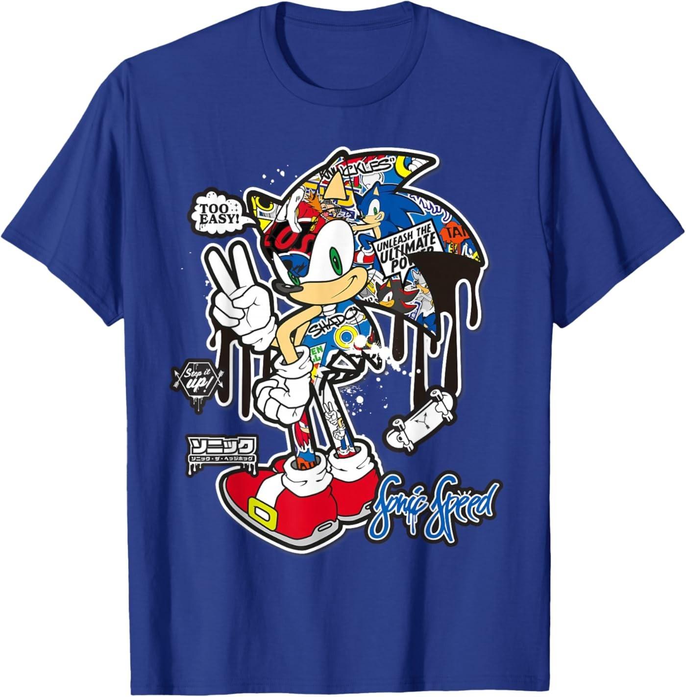 Sonic the Hedgehog Sticker Sonic Speed T-Shirt S