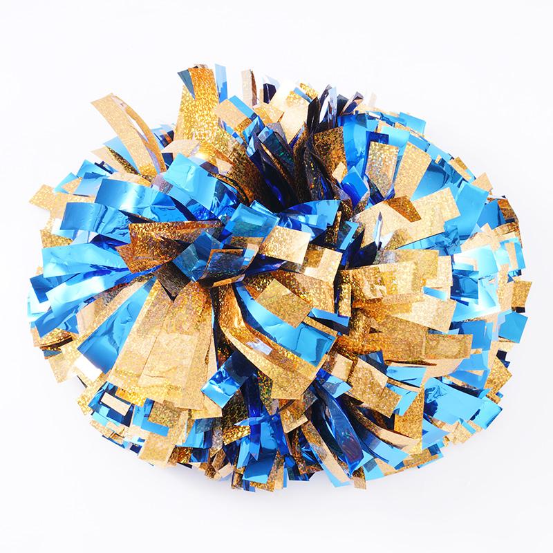 Colorful Laser Cheerleading Pom Poms with Baton Handle for Team Spirit Sports Dance Cheering Kids Adults