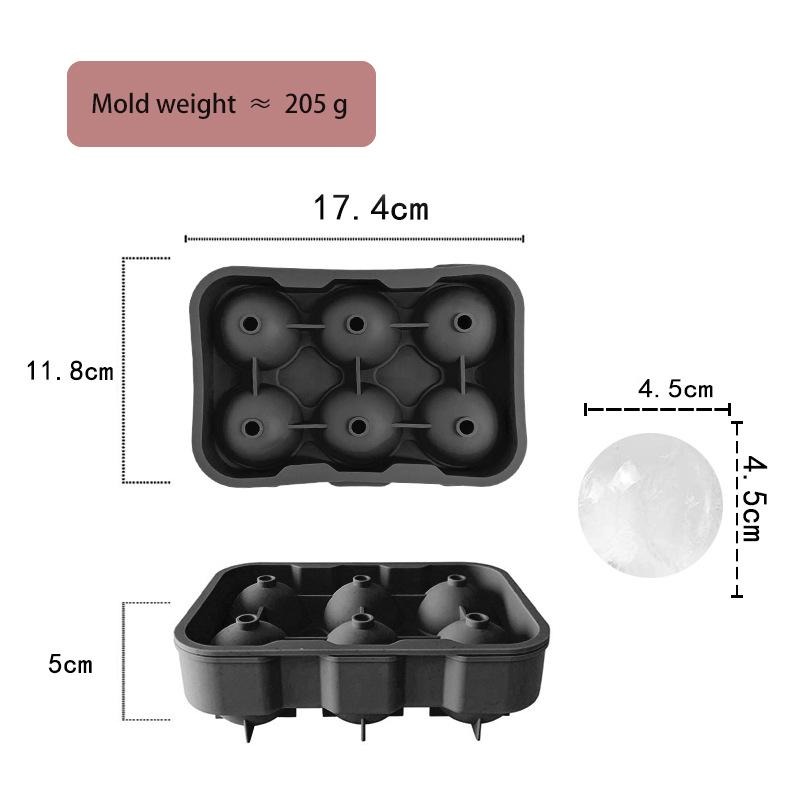 4/6 cavity silicone ice hockey tray, reusable round ice cube mold, perfect tool for frozen cocktails in kitchen bars