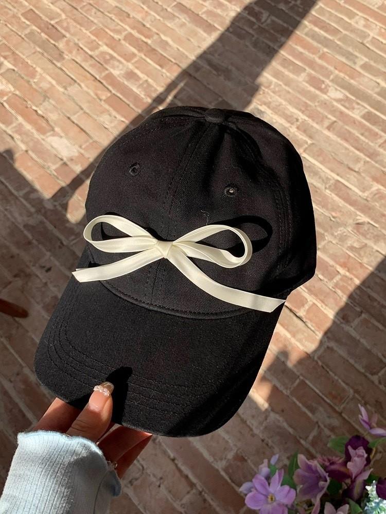 Butterfly Knot Denim Baseball Cap With Sun Protection For Casual Women