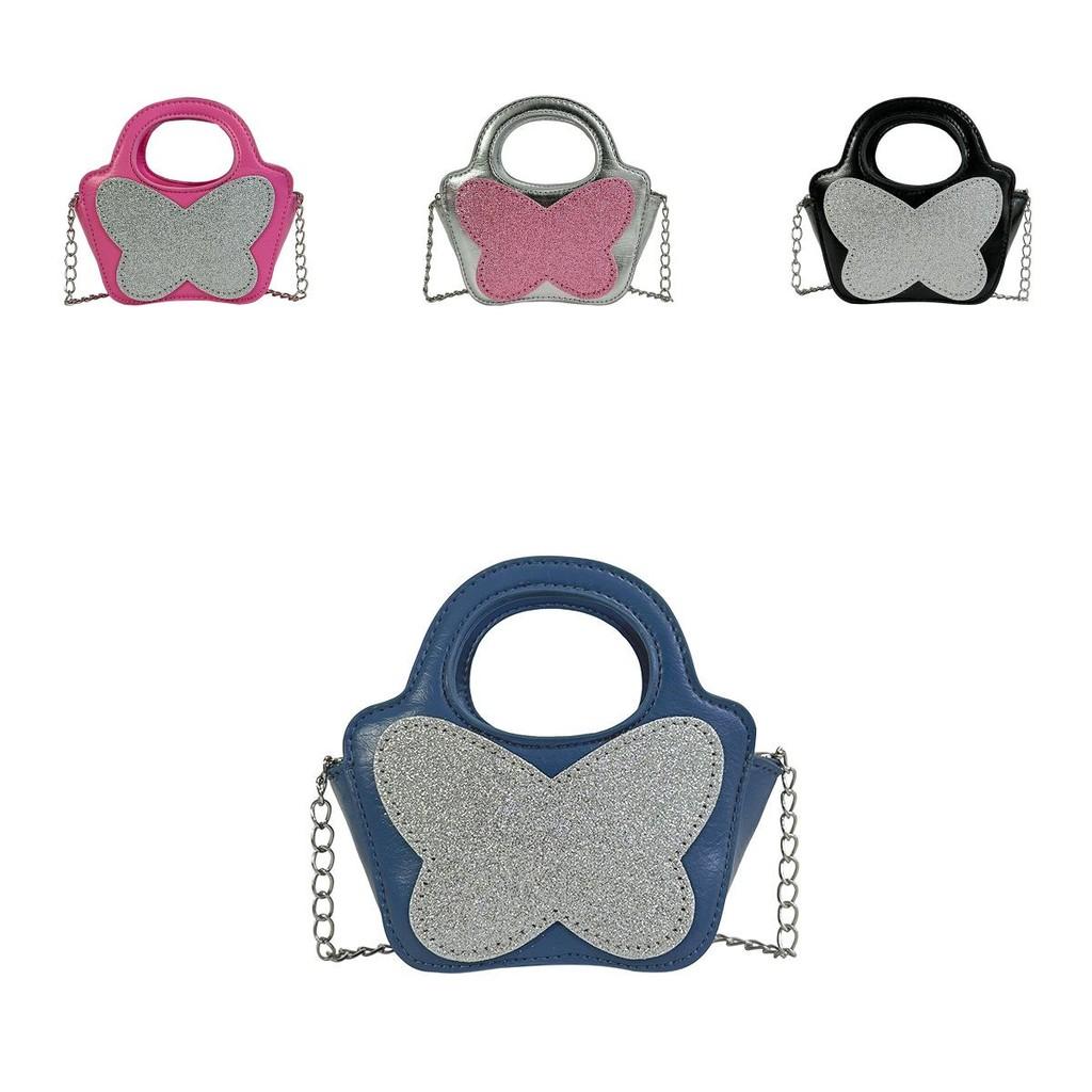 Fashionable Kids Butterfly Shaped Sequined Handbag Breathable And Cute Design