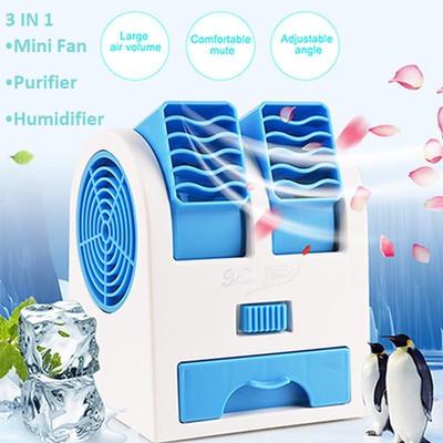 3-In-1 Summer Mini USB Fan Cooling Portable Desktop Dual Bladeless Air Conditioner Air Freshener