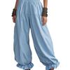 Women's Smocked Waist Harem Pants Loose Balloon Trousers Ruffle Ankle Casual Summer Pants