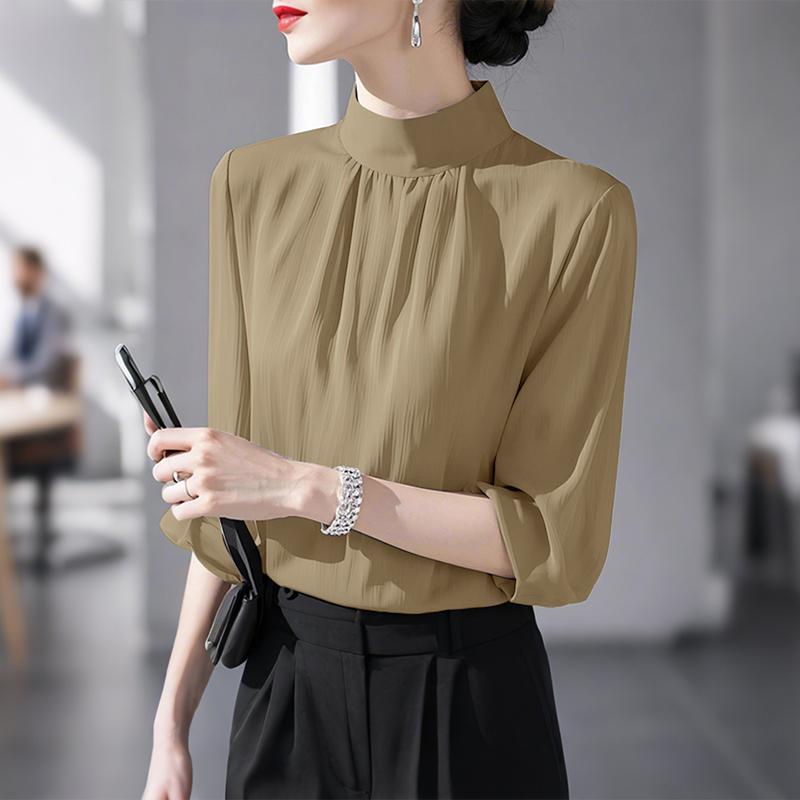 ZANZEA Women Stand Collar Loose Casual Long Sleeve Blouse