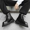 Fashion New autumn winter men's leather shoes Retro and high-quality minimalist styles business and work Daily office Thick soled boots