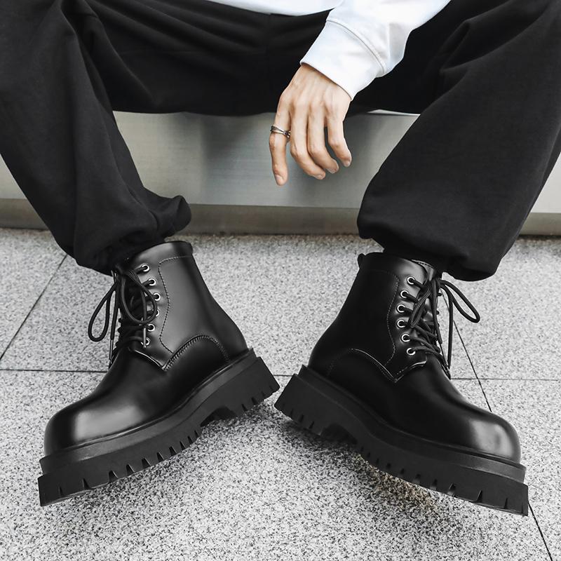 Fashion New autumn winter men's leather shoes Retro and high-quality minimalist styles business and work Daily office Thick soled boots