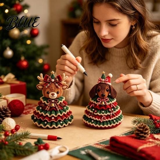 Kit de Ganchillo para Principiantes Kit de Árbol de Navidad Animal DIY Vaca de las Highlands Hilo Decorativo Lindo Manualidad con Hilo Perro Salchicha Gato Manualidades para Principiantes Festivo Hecho a Mano