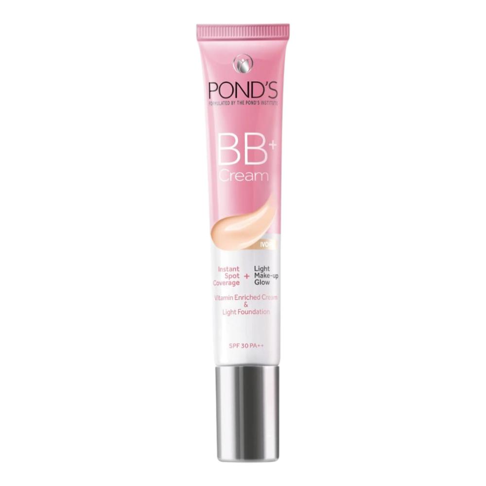 

BB+ крем Pond’s SPF 30 PA++ – Мгновенное покрытие пятен и сияние легкого макияжа – Оттенок слоновой кости, 18 г