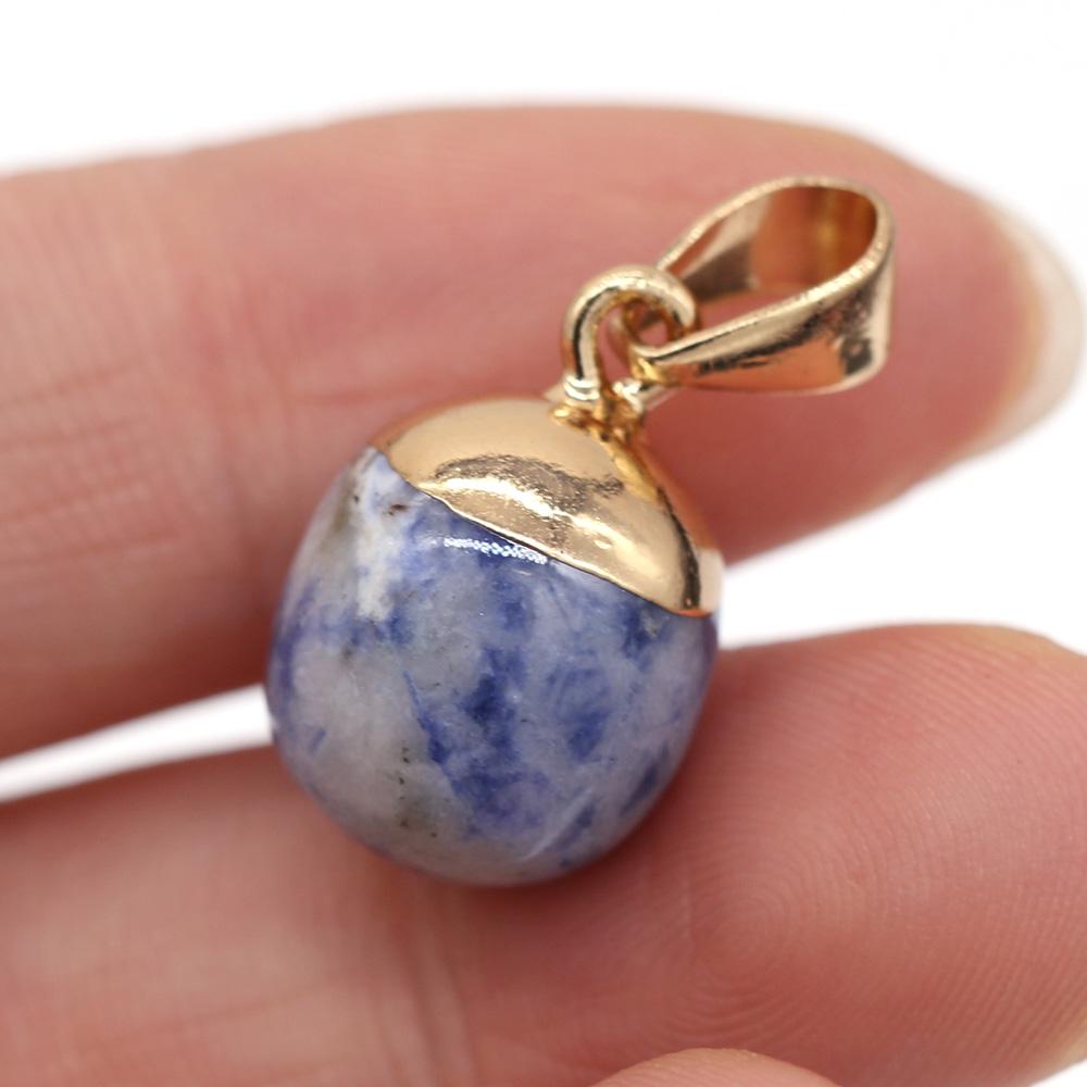 2Pcs, Aura Healing Crystal Pendant with Golden Buckle, Handcrafted Spherical Natural Stone Quartz Agate Gemstone Charms for Jewelry Making DIY Crafts