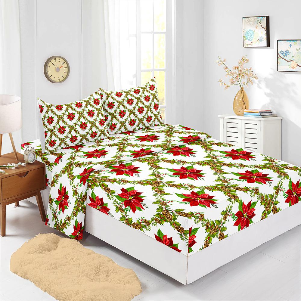 Flower Landscape Mattress Four-Piece Children'S Bedding Digital Printing Mattress Protective Cover