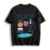 Summer Beach Gear Print Casual T-Shirt Unisex Vacation Style Tee Pure Cotton T-shirt