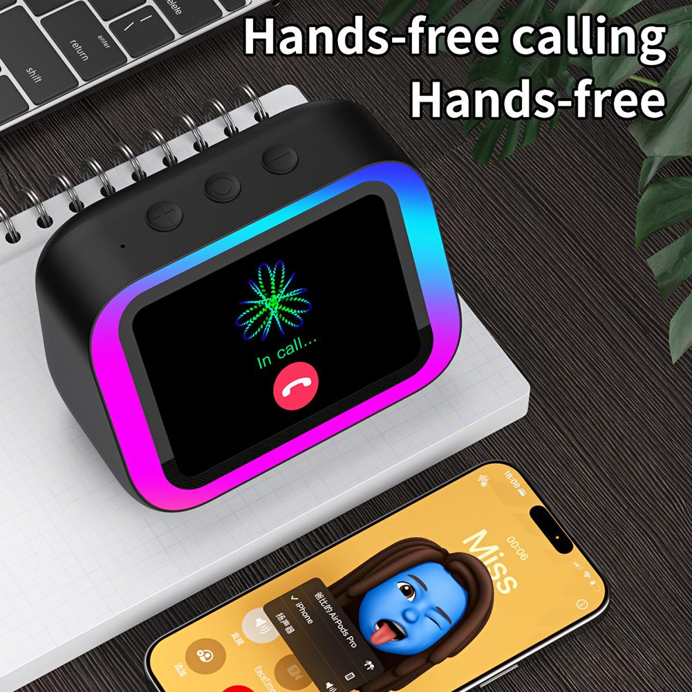 Smart Speaker Voice Assistant Home Speaker Alarm Clock with RGB Lights for Bedroom Living Room