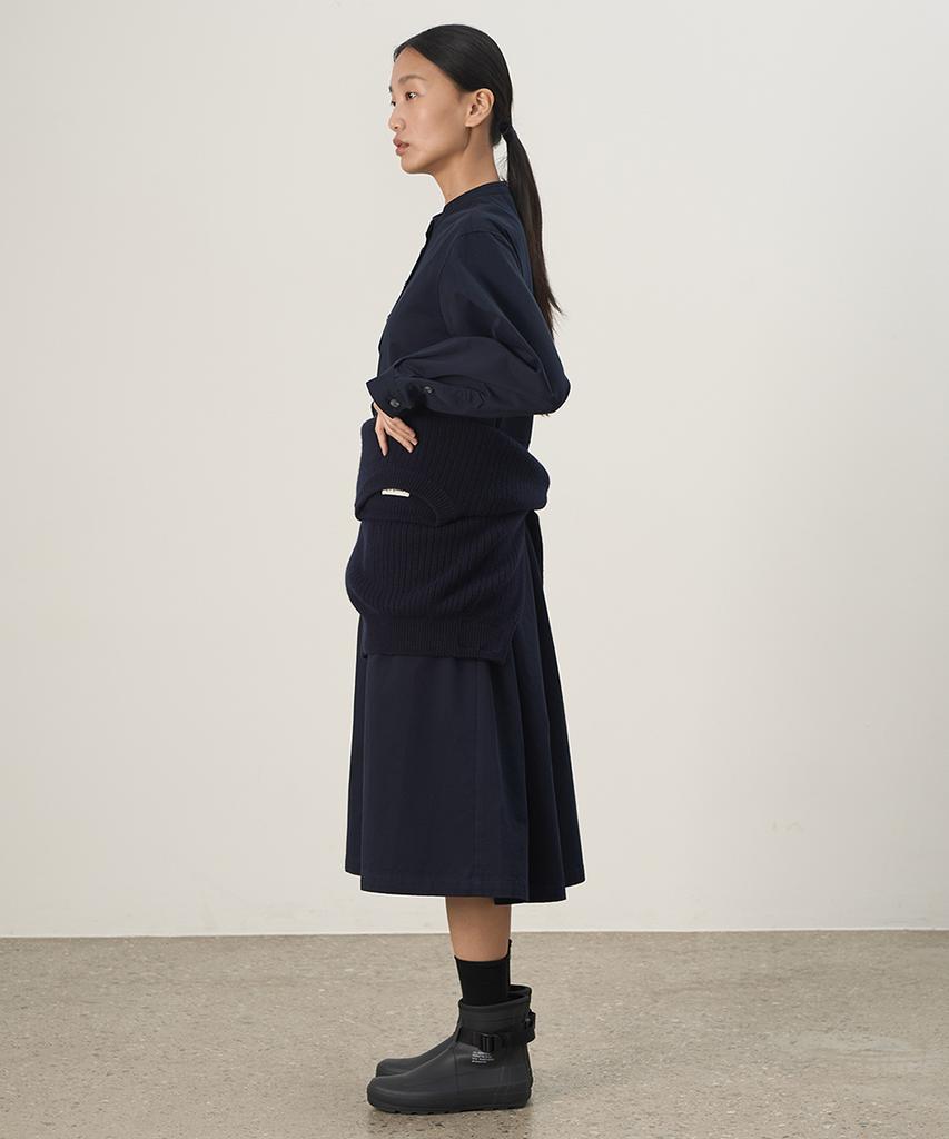 Leopeusaideuhwaiteulabel Stand Collar Shirt Dress Navy