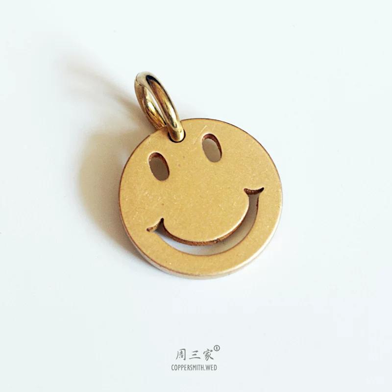 Evil Smiley Brass Pendant Keychain Vintage Metal Keychain European and American Fashion Accessories