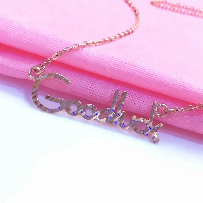 Exquisite Russian Rose Gold Plated Necklace Versatile Super Flash 585 Purple Gold Color Gold Simple Version Letter Collarbone Chain