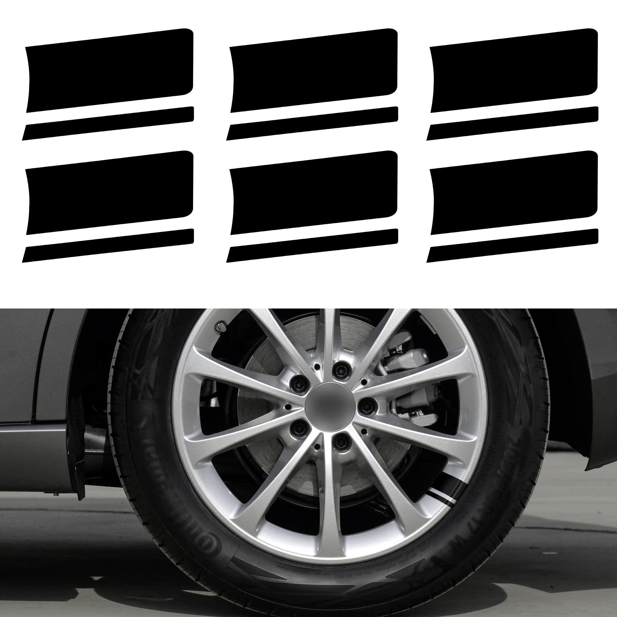 TOMALL 6pcs Wheel Rim Stripe Reflective Sticker Car Vinyl Reflective чёрный