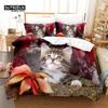 3pcs Duvet Cover Set, Cute Animals Cat Bedding Set, Soft Comfortable Breathable Duvet Cover, For Bedroom Guest Room Decor