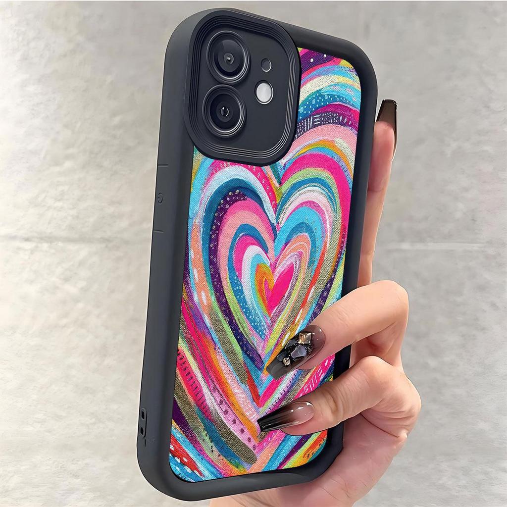 Rainbow Heart Groove Style iPhone Pro Max Case for 14/15/16/17