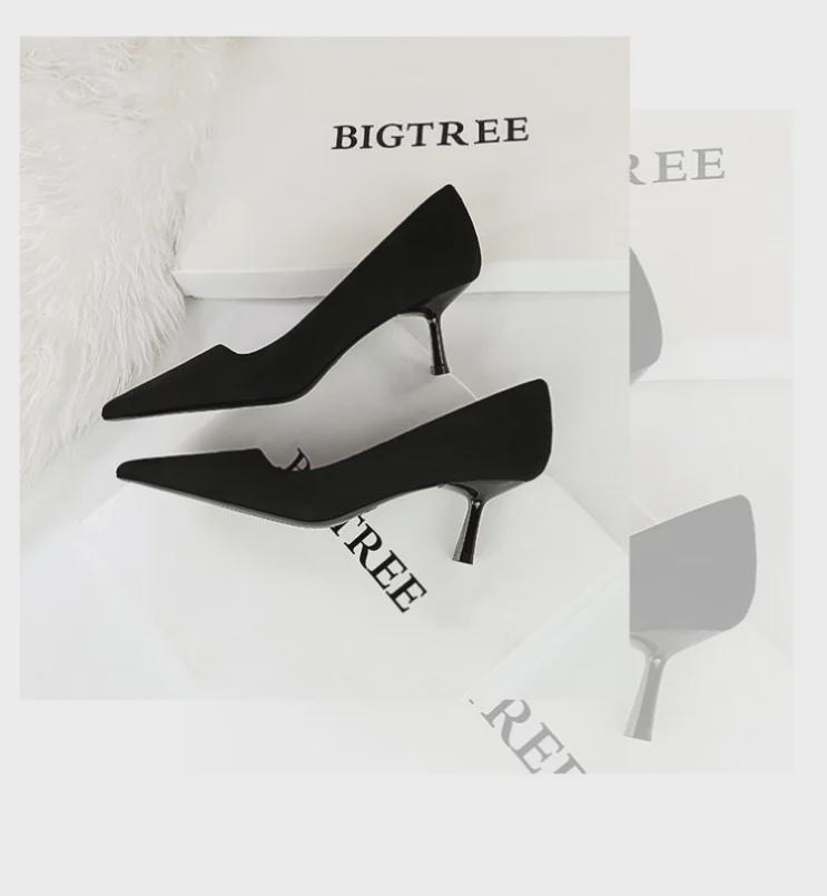 Korejská móda semišové vysoké podpatky - Dámské boty se čtvercovou špičkou pro jaro a podzim