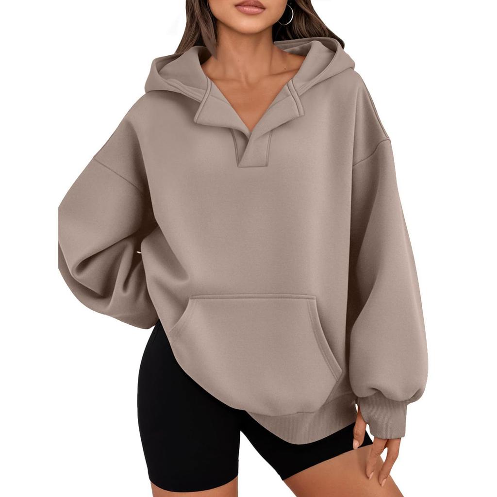 Women's Fashion Casual Solid Color Pocket Long Sleeve Hoodie