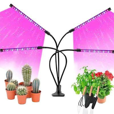 PIENSE Växtbelysning, Klämfäste, Dimbar, Justerbar LED-växtbelysning, USB-driven, för Inomhusodling och Krukväxter (4 huvuden)