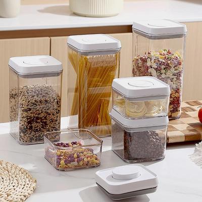 Cereal Container Kitchen Press-down Airtight Jars Clear Stackable Jar For Rice Grain Home Bakers Pantry Organizers Dried Fruits