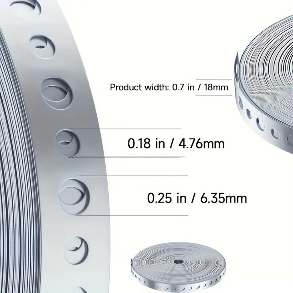 1 Rolle 15m x 18mm verzinktes Metallband mit vorgestanzten Löchern Metallband für Rohrstützen und Blechbearbeitung