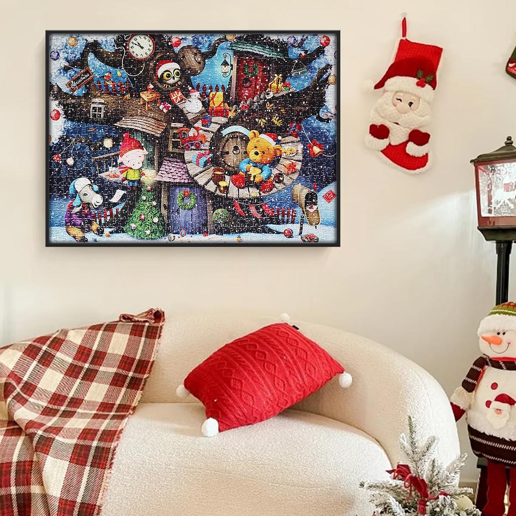 MISITU Jigsaw Landscape Stylish Christmas Tree House x 70 1000-Piece Puzzle, Painting, Christmas, Animals, Cute, Fantasy, Gift, Birthday, Anniversary,