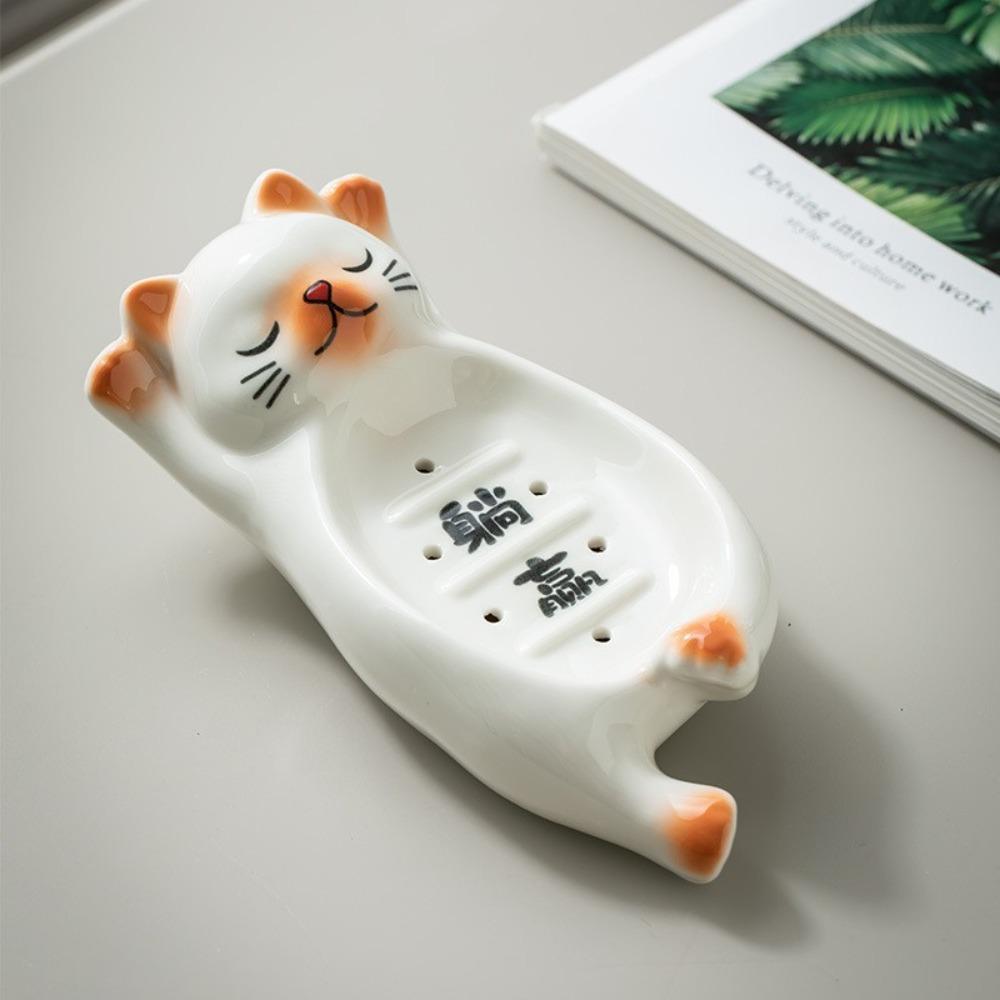 Ceramic soap box creative cute bathroom household soap dish holder anti-water sink soap box