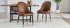 Set of 2 Dining Chairs with Brown Technology Fabric, Lightning Pattern Backrest, Thickened, Highly Elastic Padding, Sturdy Metal Frame