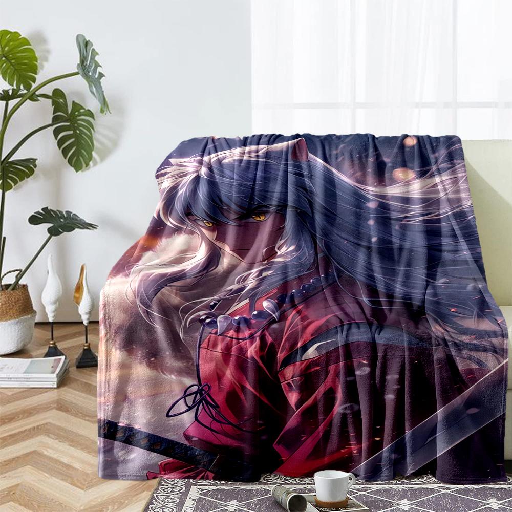 Inuyasha Theme Printed Blanket - Perfect for Couch, Bed, Travel & Outdoor Use | Machine Washable, Cozy & Durable.