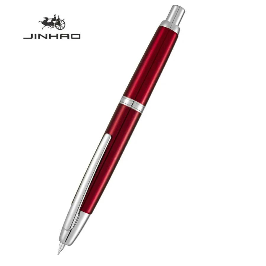 JINHAO 10 Druck-Einziehbare Füllfederhalter EF/F Feder Handpoliert Rosa Tinte Stift mit Konverter Büro Schulbedarf A1