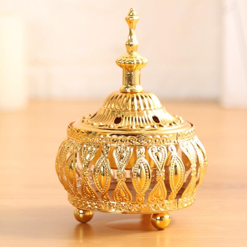 Incenses Burners Metal Cones Incenses Holder with Lid for Yoga Aromatherapys Golden Censers Table Ornament Home Decors