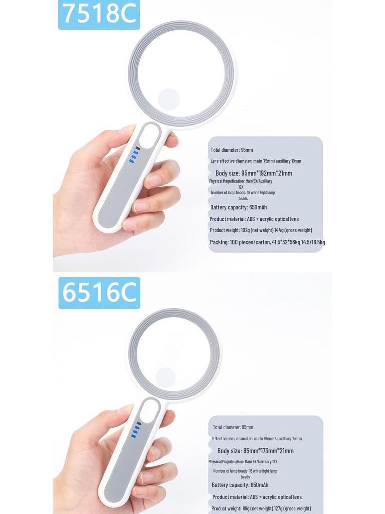 Sank Adjustable Lighted Magnifying Glass - High Magnification, Hardened Lens, Touch Switch, 5 Sizes
