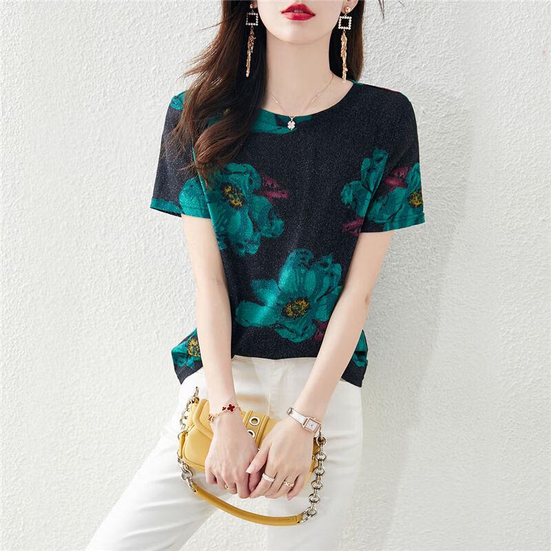 Women s Summer Geometric Print Short Sleeve T-shirt S