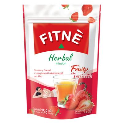 FITNE ' RT Herbal Infusion Sabor Morango 100% feito de ervas naturais 7 / 12 Sachês - Tailandês